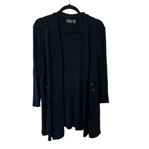 Traveler’s by Chico’s Women's Navy Open Front Long Sleeve Cardigan Sz 3 GUC